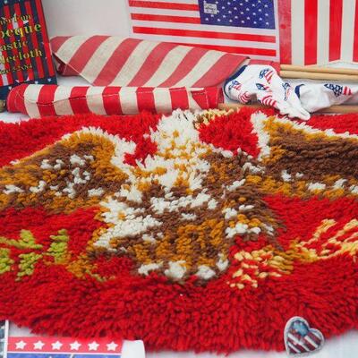 Lot 18 Fourth of July flags, rug, jewelry