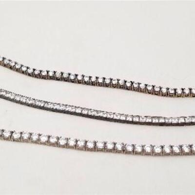 Lot #125  Three Sterling Silver/CZ Bracelets