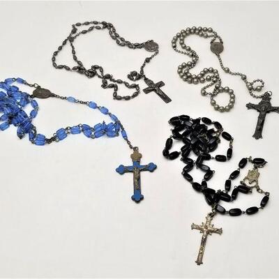 Lot #126  Rosary Lot -  4 vintage rosaries, one Sterling