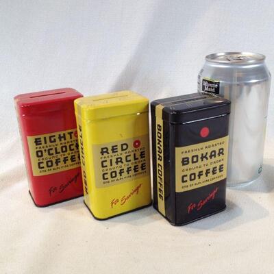 Trio of Vintage Coffee Tin Banks