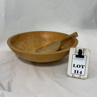 .114. VINTAGE | Wood Bowl | Butter Paddle