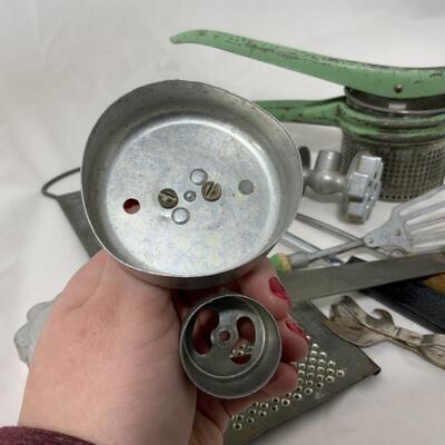 .118. VINTAGE | Green-Handled Kitchen Utensils +