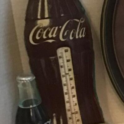 H - 725 Vintage Coca-Cola Thermometer  & Coke Bottle Radio