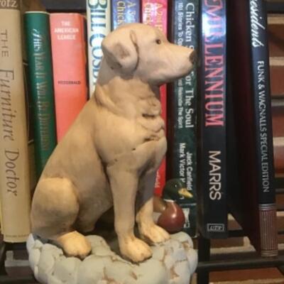 H - 733 Lot of Books with Labrador Dog Figure
