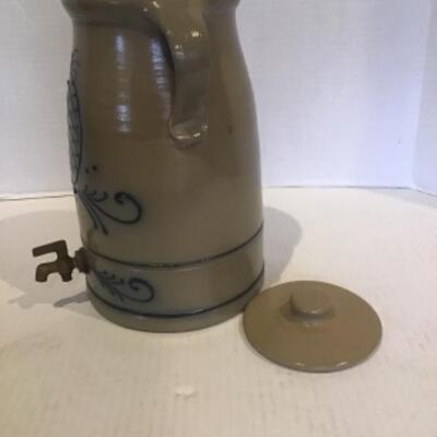 H - 736 Antique Salt Glazed Crock Drink Dispenser with Lid