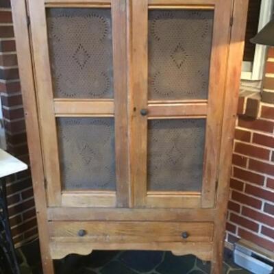 H - 742 Antique Pie Safe with Tin Paneled Doors