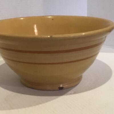H - 745 Antique Large McCoy Yellow Ware Pottery Mixing Bowl