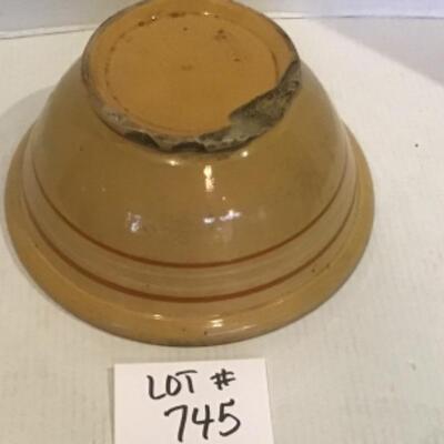 H - 745 Antique Large McCoy Yellow Ware Pottery Mixing Bowl