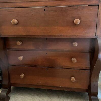 Mahogany Empire-Style footed Dresser 