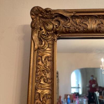 Lot 7. Antique wood frame mirror, 38.5â€x30.5â€--$45