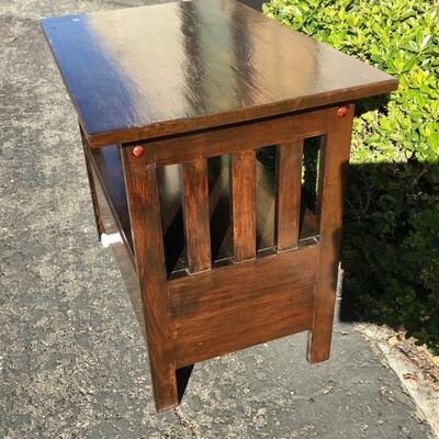 Mission Style Medium Finish Wood End Table with Drawer YD#020-1220-00046