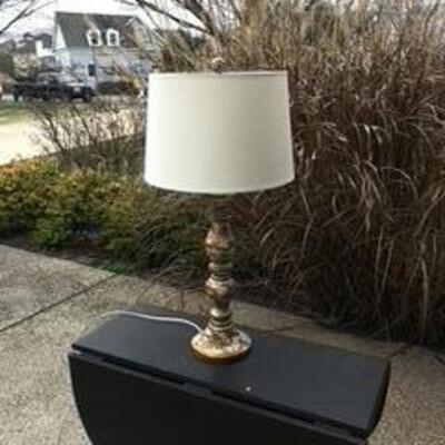 Gold and Cream Wood Lamp 