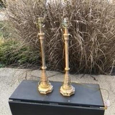 Pair of Gold Candlestick Buffet Lamps