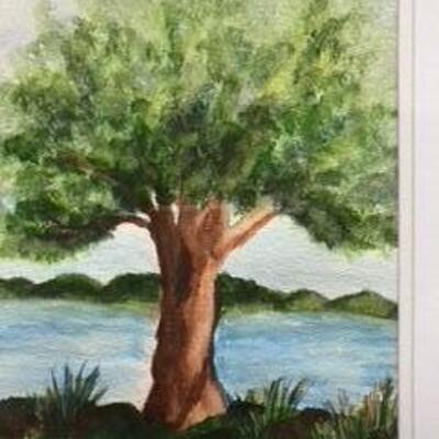 Framed Watercolor of Tree 