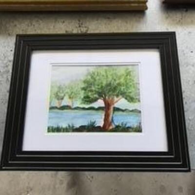 Framed Watercolor of Tree 