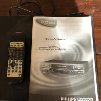 Lot 28. Phillips VCR with remote and instructions--$10