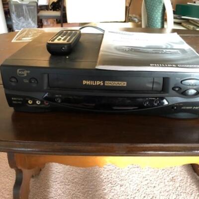 Lot 28. Phillips VCR with remote and instructions--$10