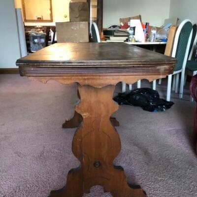 Lot 33. Library table with two drop leafs (48â€x23.5â€x29.5â€); leaves are 8.25â€ each--$65