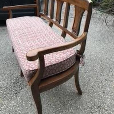 Cane Bench with Cushion