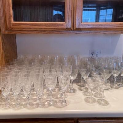 Lot 38. Huge lot of stemwareâ€”wine, water champagne and cordials--$40