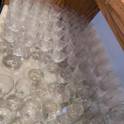 Lot 38. Huge lot of stemwareâ€”wine, water champagne and cordials--$40