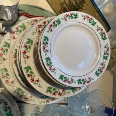 Lot 41. Gibson Christmas dishware, mugs, plates, bowls, trivets, etc.---$40