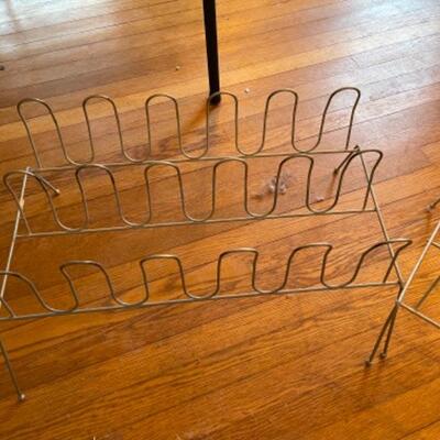 Lot 66. Two vintage shoe racks which hold 9 pairs each (22â€x15â€), 1960s metal--$10