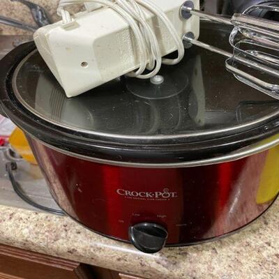 Red Crockpot and Mixer 