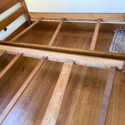 Lot 87. Pair of maple twin beds (1950s) (75â€L x 39â€W)--$35
