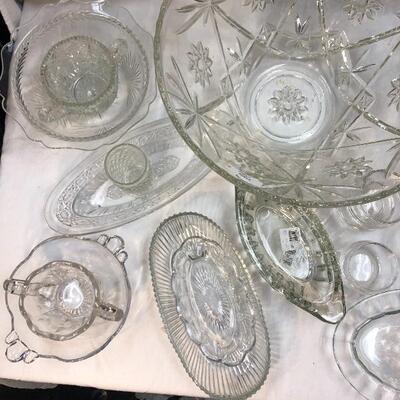 Clear vintage glass lot 40 plus pieces 