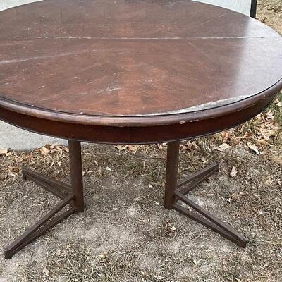 Wood table with metal legs