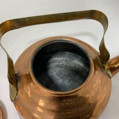 .124. VINTAGE | Copper Kettle | Engraved Flowers and Birds