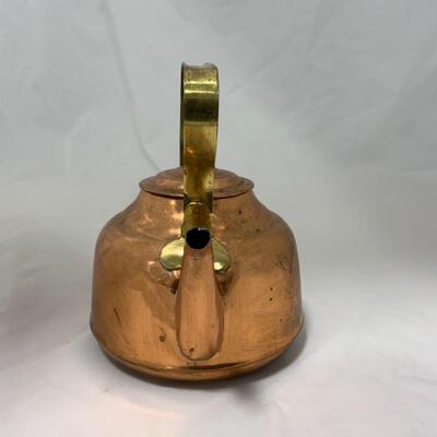 .124. VINTAGE | Copper Kettle | Engraved Flowers and Birds