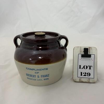 .129. VINTAGE | Red Wing | Hiebert & Franz Bean Pot | Mountain Lake, MN