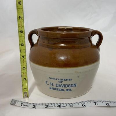 .133. VINTAGE | Red Wing | E.H. Davidson Bean Pot | Markesan, WI
