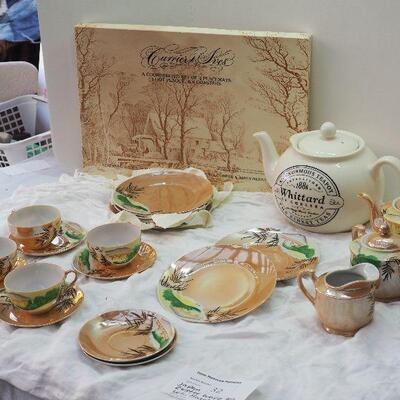 Lot 32 Tea Time fine china Lustre ware Japan Collier and Ives place setting, Big tea pot is not in lot anymore sorry