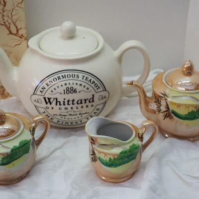 Lot 32 Tea Time fine china Lustre ware Japan Collier and Ives place setting, Big tea pot is not in lot anymore sorry
