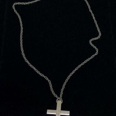 Lot 25 - Silver Tone Cross Pendant on Silver Tone Chain