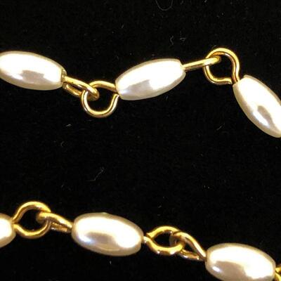 Lot 35 - Seed Bead Necklace and Gold Tone Bracelet