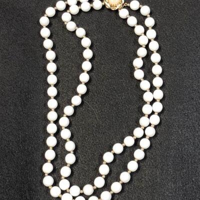 Lot 38 - Napier Milk Glass Double Strand Necklace
