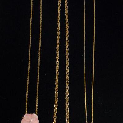 Lot 45 - 3 Necklaces, Pink Flower is Avon