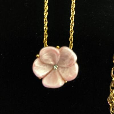 Lot 45 - 3 Necklaces, Pink Flower is Avon
