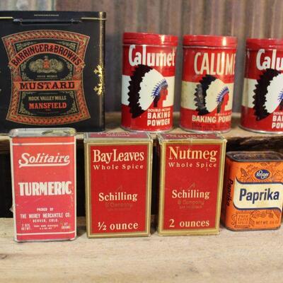 Vintage Kitchen Tins - Spice Tins - QTY 13