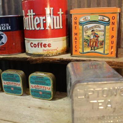 Vintage Tins - Coffee, Tobacco, and Kitchen - QTY 11