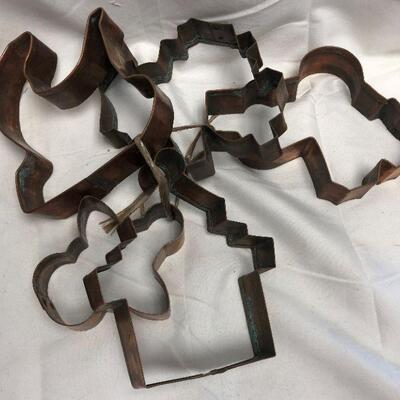 Vintage Christmas Cookie Cutters, Copper - Qty 5