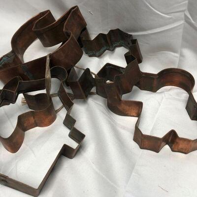 Vintage Christmas Cookie Cutters, Copper - Qty 5