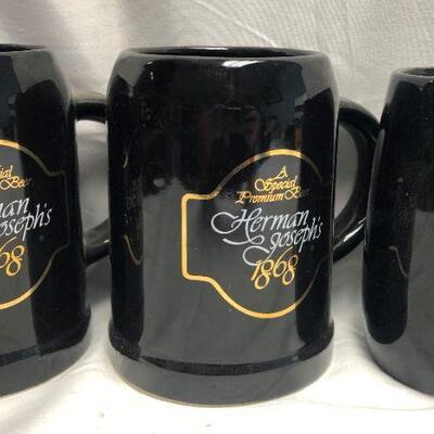 Vintage Herman Joseph's Mugs (3) & Beer Stands (3)