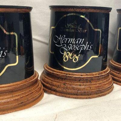 Vintage Herman Joseph's Mugs (3) & Beer Stands (3)