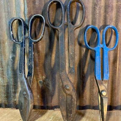 Vintage Forged Steel Tin Snips - QTY 3