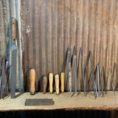 Vintage Tools - Small & large Files & Wood Handles